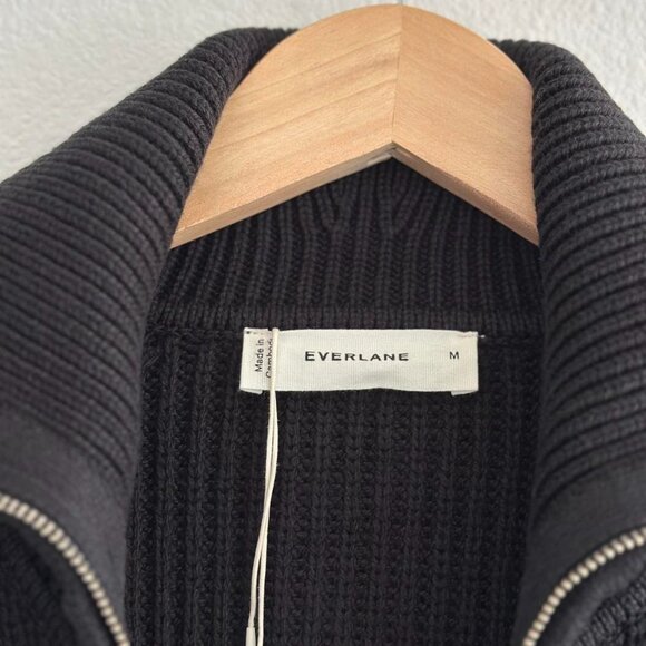 Everlane The Full Zip Sweater in Everyday Cotton in Black, Size Medium - Picture 7 of 10